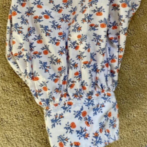 Thierry Colson White W/ Blue Orange Floral Cotton NWT - Picture 5 of 8